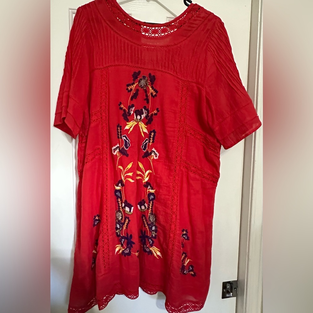 Free People “perfectly Victorian” mini dress in Tomato